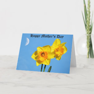 Tarjeta Feliz Día de la Madre Narcisos flores Medalla de O