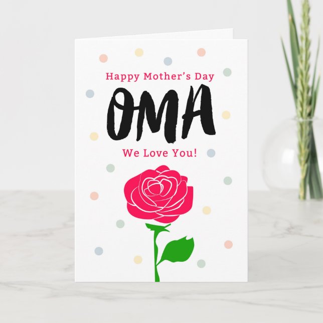 Tarjeta Feliz Día de la Madre, Oma, quieres decir todo (Anverso)