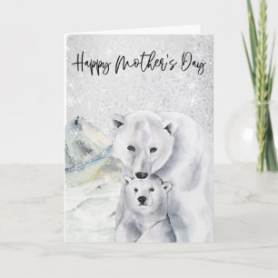 Tarjeta Feliz Día de la Madre Oso Polar Mamá