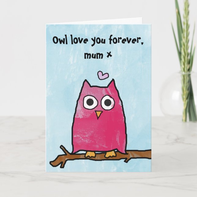 Tarjeta Feliz Día de la Madre - Owu te ama por siempre (Anverso)