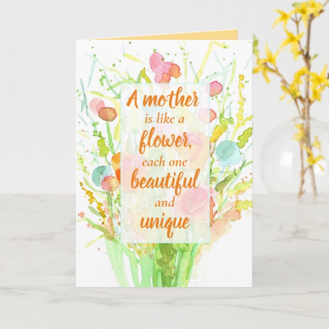 Tarjeta Feliz Día de la Madre Palabras Motivadoras positiv (flor amarilla)