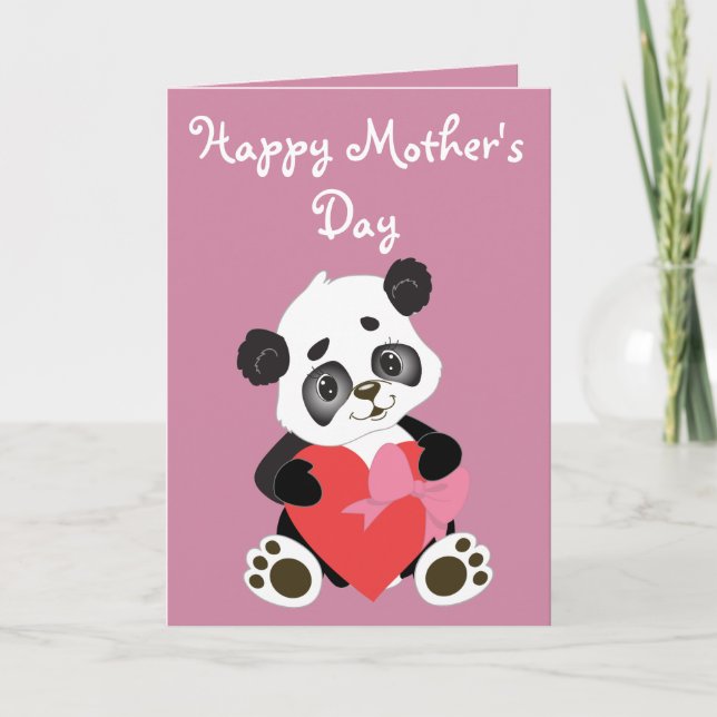Tarjeta Feliz Día de la Madre, Panda (Anverso)