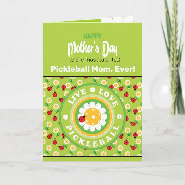 Tarjeta Feliz Día de la Madre para la Madre del Pickleball (Anverso)