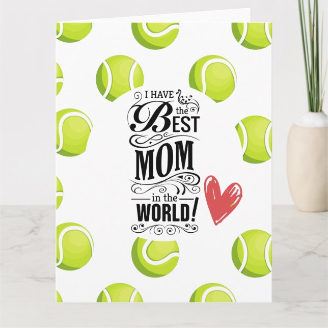 Tarjeta Feliz Día de la Madre para la Mamá del tenis con p (Anverso)