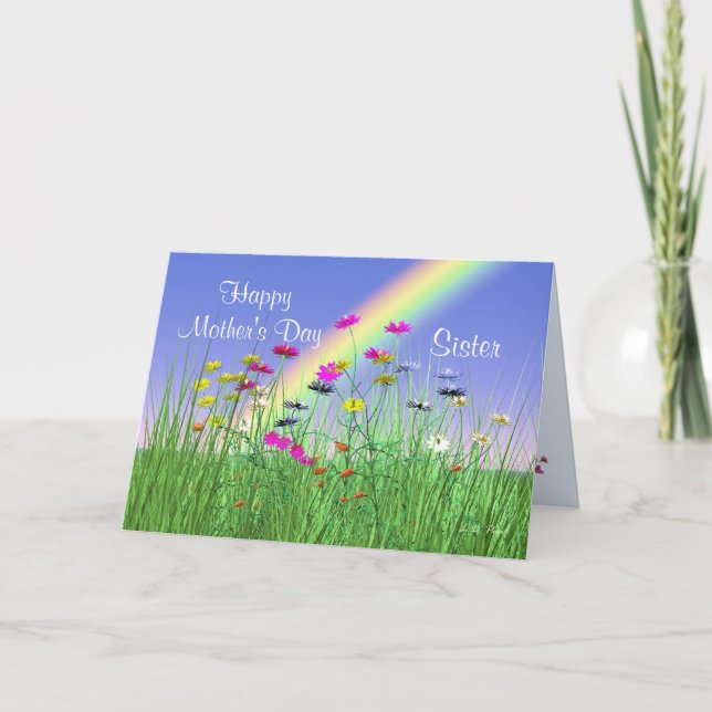 Tarjeta Feliz Día de la Madre para las flores de primavera (Anverso)