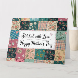 Tarjeta Feliz Día de la Madre - Patrón de Colcha Retro Ado