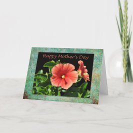 Tarjeta Feliz Día de la Madre Peach Hibiscus
