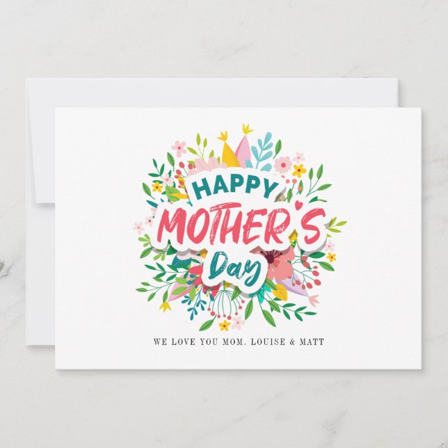Tarjeta Feliz Día de la Madre Personalizado Floral Botánic (Anverso)