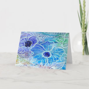 Tarjeta Feliz Día de la Madre Pintando Flores Azules