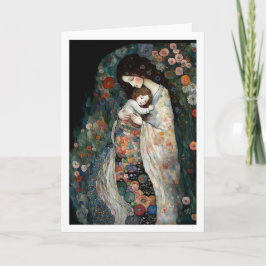 Tarjeta Feliz Día de la Madre Pintura de madre e hijo