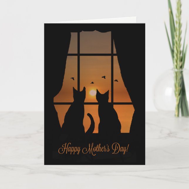 Tarjeta Feliz Día de la Madre por parte de los gatos (Anverso)