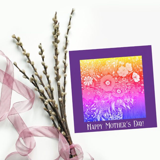 Tarjeta Feliz día de la madre, ramo de flores retro (Subido por el creador)