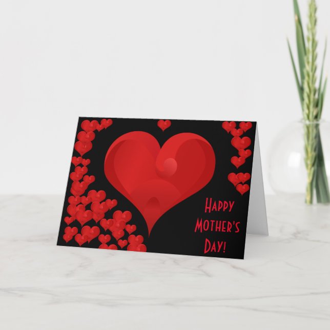 Tarjeta Feliz Día de la Madre Románticos Corazones de Amor (Anverso)