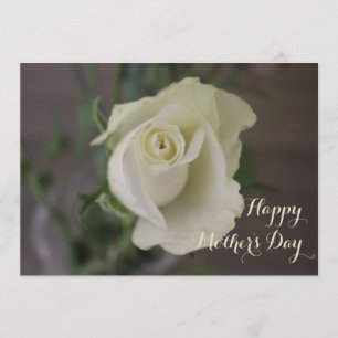 Tarjeta Feliz Día de la Madre Rosa Blanca Elegante