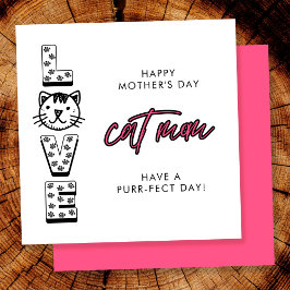 Tarjeta Feliz Día de la Madre Rosa de parte del Gato Perfe