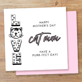 Tarjeta Feliz Día de la Madre Rosa de parte del Gato Perfe
