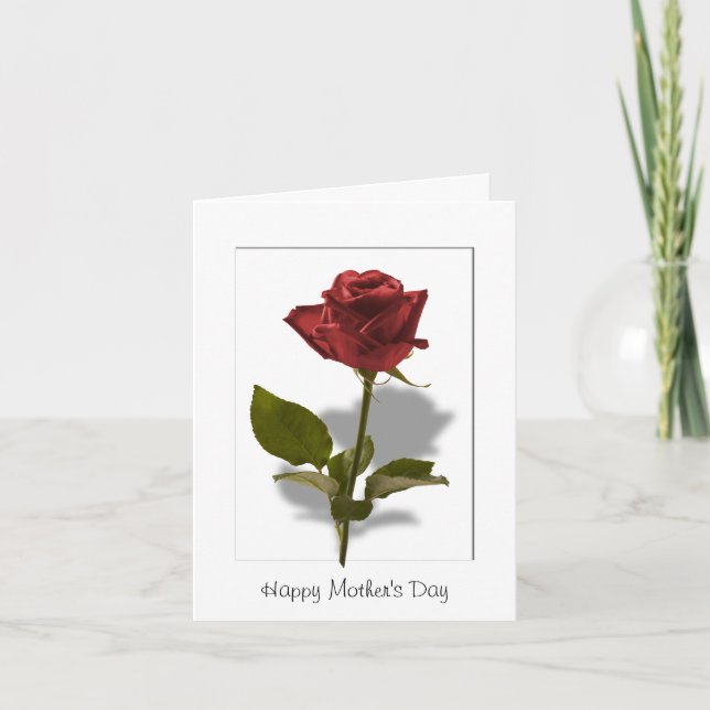 Tarjeta Feliz Día de la Madre - Rosa Roja (Anverso)