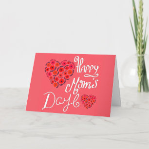 Tarjeta Feliz Día de la Madre Roses Rojos Amor Tipografía 