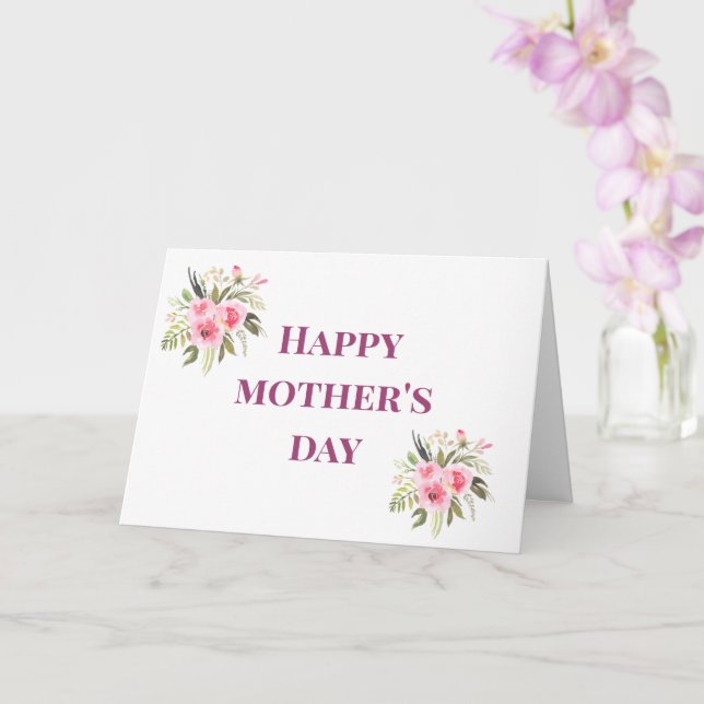 Tarjeta Feliz día de la madre saludo de flores rosadas (Orquídea)