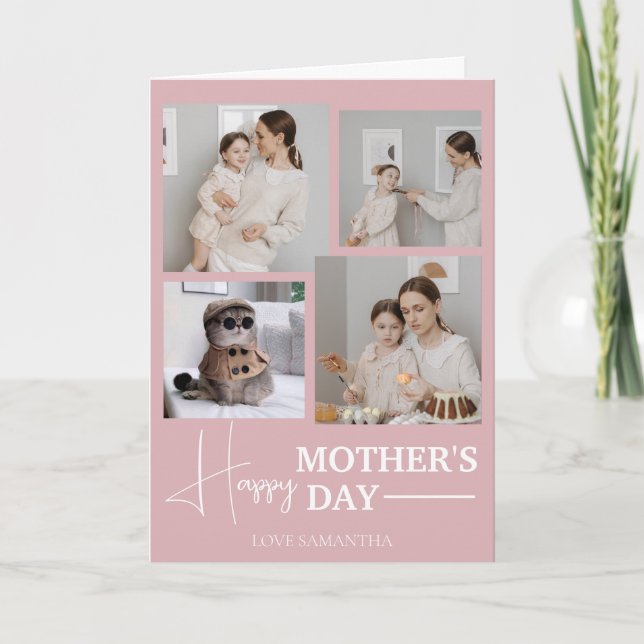 Tarjeta Feliz Día de la Madre Simple Guión Moderno Cuatro  (Anverso)