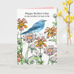 Tarjeta Feliz Día de la Madre Suegra a ser un pájaro azul