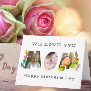 Tarjeta Feliz Día de la Madre-Te amamos-Nombre de la Foto