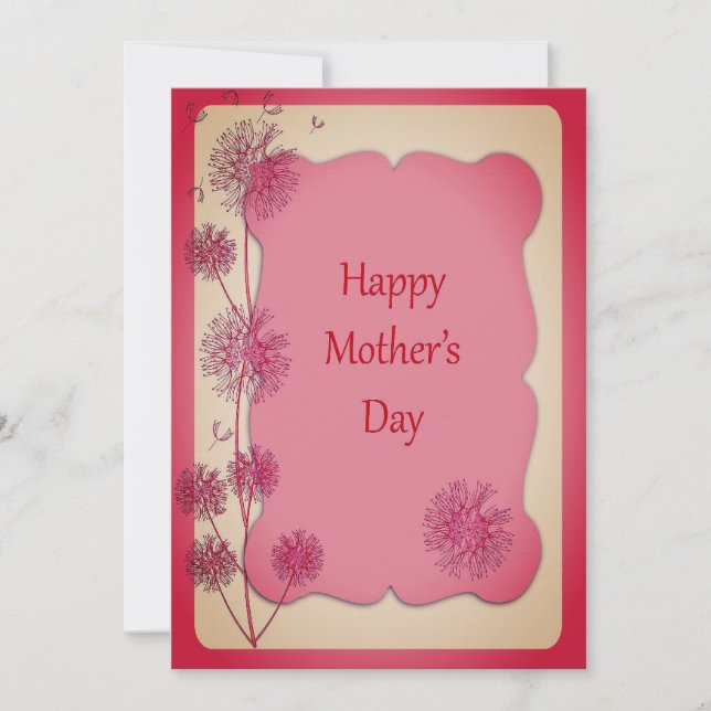 Tarjeta Feliz Día de la Madre Trim rosa con semillas de Da (Anverso)