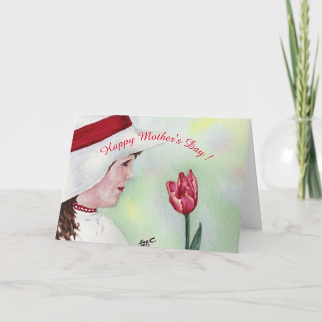 TARJETA FELIZ DÍA DE LA MADRE TULIPÁN ROJO (Anverso)