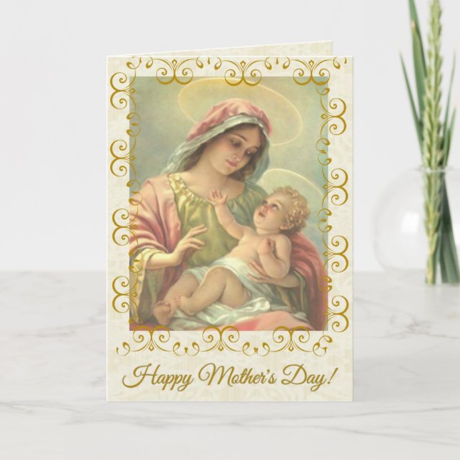 TARJETA FELIZ DÍA DE LA MADRE VIRGIN MARY RELIGIOUS CARD (Anverso)