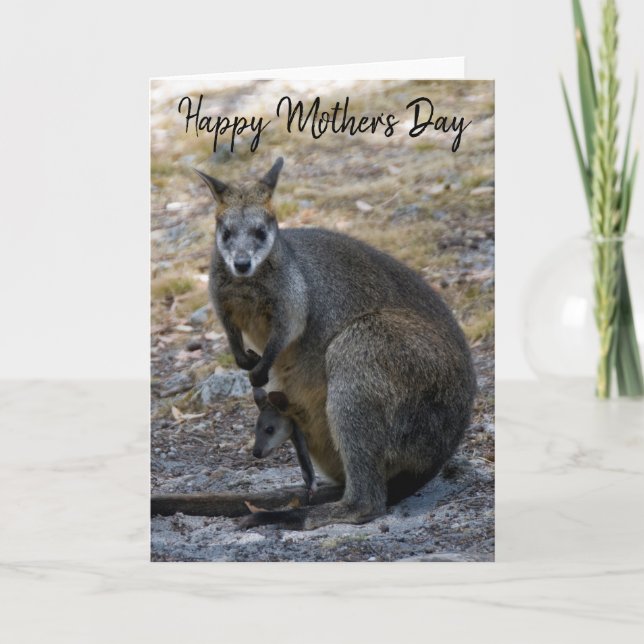 Tarjeta Feliz Día de la Madre Wallaby Baby Joey (Anverso)