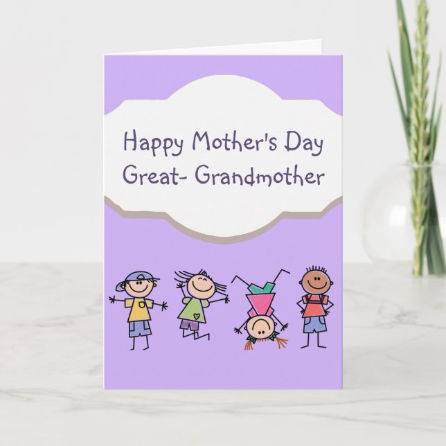 Tarjeta Feliz Día de la Madre y niños divertidos (Anverso)