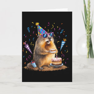 Tarjeta Feliz día de la marmota 12 Feb Marmota Con Cumplea