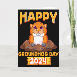 Tarjeta Feliz Día de la Marmota 2024 Meteoro Clima Marmota