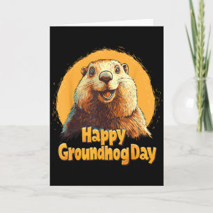 Tarjeta Feliz Día de la Marmota 2025 Decoración Divertida