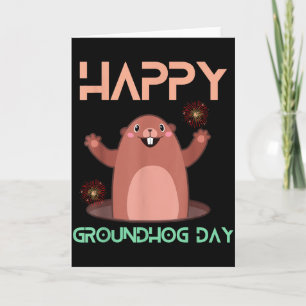 Tarjeta Feliz Día de la Marmota 2025 Disfraz de Amantes Di