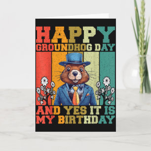 Tarjeta Feliz día de la marmota 2025 divertido amante de l