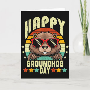 Tarjeta Feliz día de la marmota 2025 divertido amante de l