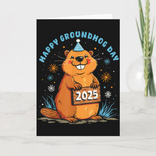 Tarjeta Feliz Día de la Marmota 2025 Niños Niñas Hombres M