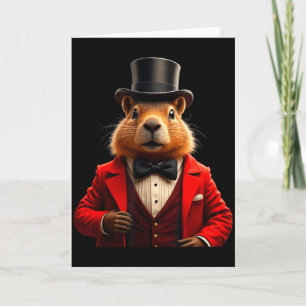 Tarjeta Feliz Día de la Marmota 2025 Sombrero de Caballero