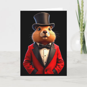 Tarjeta Feliz Día de la Marmota 2025 Sombrero del Caballer