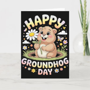 Tarjeta Feliz Día de la Marmota 2026 Marmota Adorable Con 