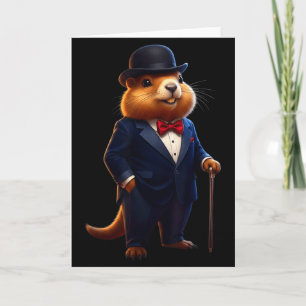 Tarjeta Feliz día de la marmota 2026 Sombrero de caballero