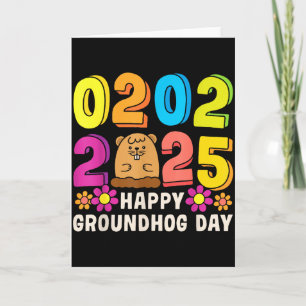 Tarjeta Feliz Día de la Marmota 2 de febrero de 2025 Hombr