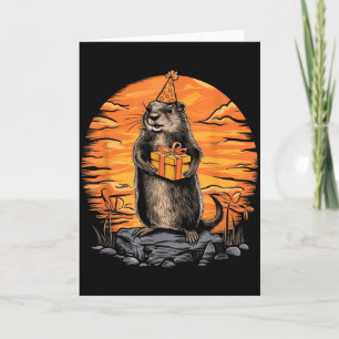 Tarjeta Feliz Día de la Marmota con Fiesta de Cumpleaños