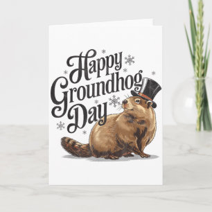 Tarjeta Feliz Día de la Marmota Disfraz de Hombre Animal d