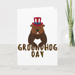 Tarjeta Feliz Día de la Marmota Divertido Día de la Marmot