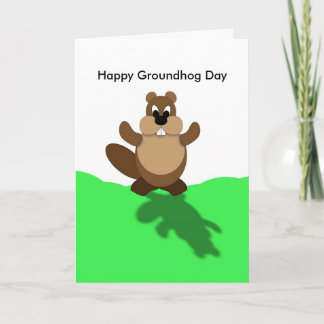Tarjeta Feliz Día de la Marmota, Groundhog se levanta