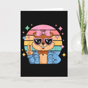 Tarjeta Feliz Día de la Marmota Marmota Con Sombrero Amant