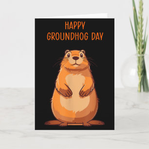 Tarjeta Feliz Día de la Marmota para niños y niñas amantes