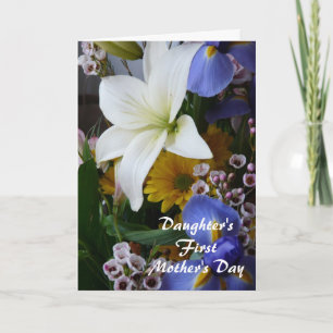 Tarjeta Feliz Día de la Primera Madre, hija-Bonito floral